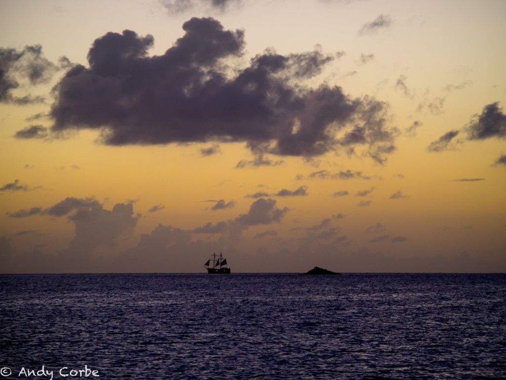 My last lonely night onboard looking out from the anchorage.